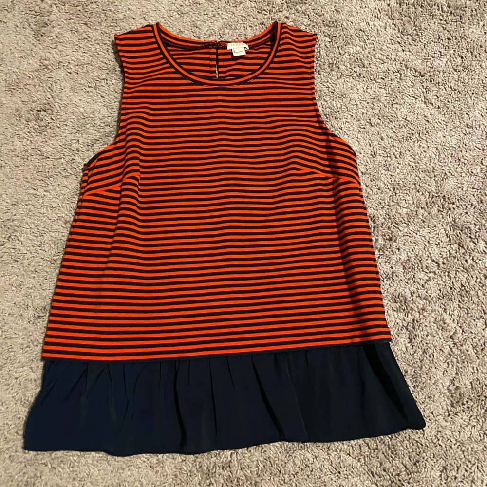 J. Crew Red and Navy Top Size Medium